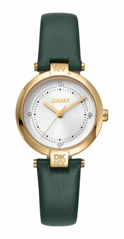 DKNY ESSENTIAL MINI UR DAME MED GRØN LÆDERREM - DK1L043L0025