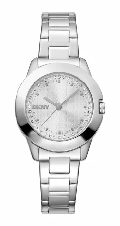 DKNY PARK AVE LOGO UR DAME STÅL MED LÆNKE - DK1L021M0035