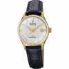 FESTINA SWISS MADE UR DAME GULD FARVET MED SORT LÆDERREM - F20011/1