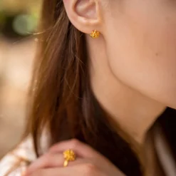 FLORA DANICA DILD ØRERINGE SØLV FORGYLDT - DF-StPc-G