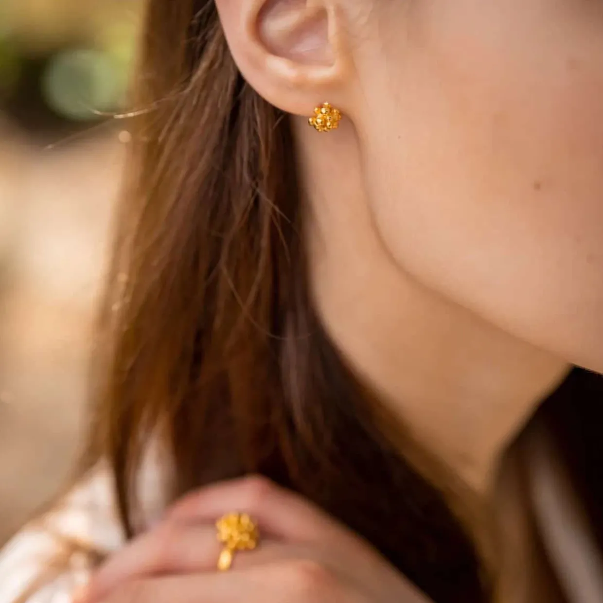 FLORA DANICA DILD ØRERINGE SØLV FORGYLDT - DF-StPc-G