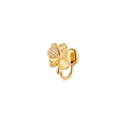 FLORA DANICA FIRKLØVER EARCUFF PAVÉ FORGYLDT SØLV - FLC-EACU-G-PAVE