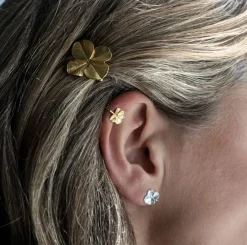 FLORA DANICA FIRKLØVER EAR CUFF FORGYLDT SØLV - FLC-EACU-G