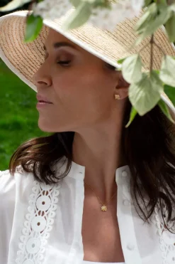 FLORA DANICA FIRKLØVER HALSKÆDE PAVE FORGYLDT SØLV - FLC-NE-G-PAVE