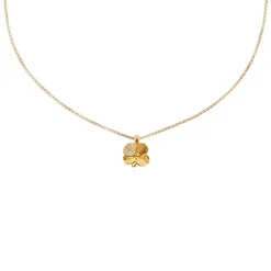 FLORA DANICA FIRKLØVER HALSKÆDE PAVE FORGYLDT SØLV - FLC-NE-G-PAVE