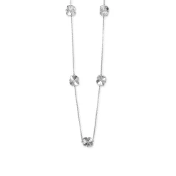 FLORA DANICA FIRKLØVER HALSKÆDE I SØLV MED FEM KLØVERE - FLC-NELO-S