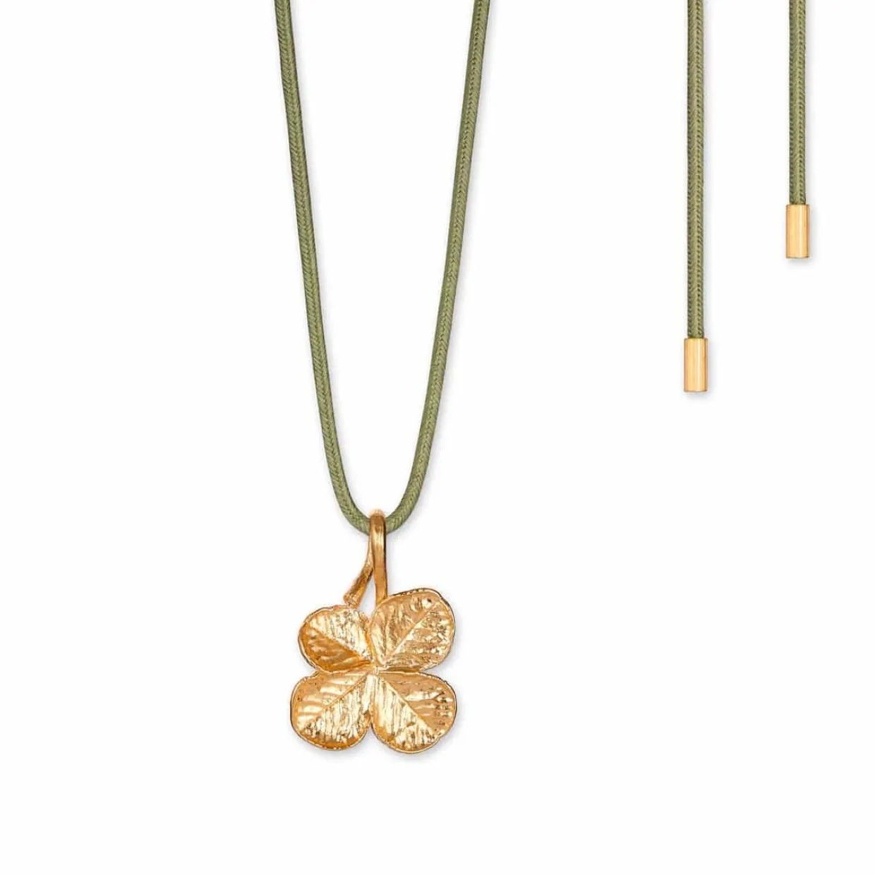 FLORA DANICA FIRKLØVER HALSKÆDE FORGYLDT SØLV - FLC-SILKNE-G