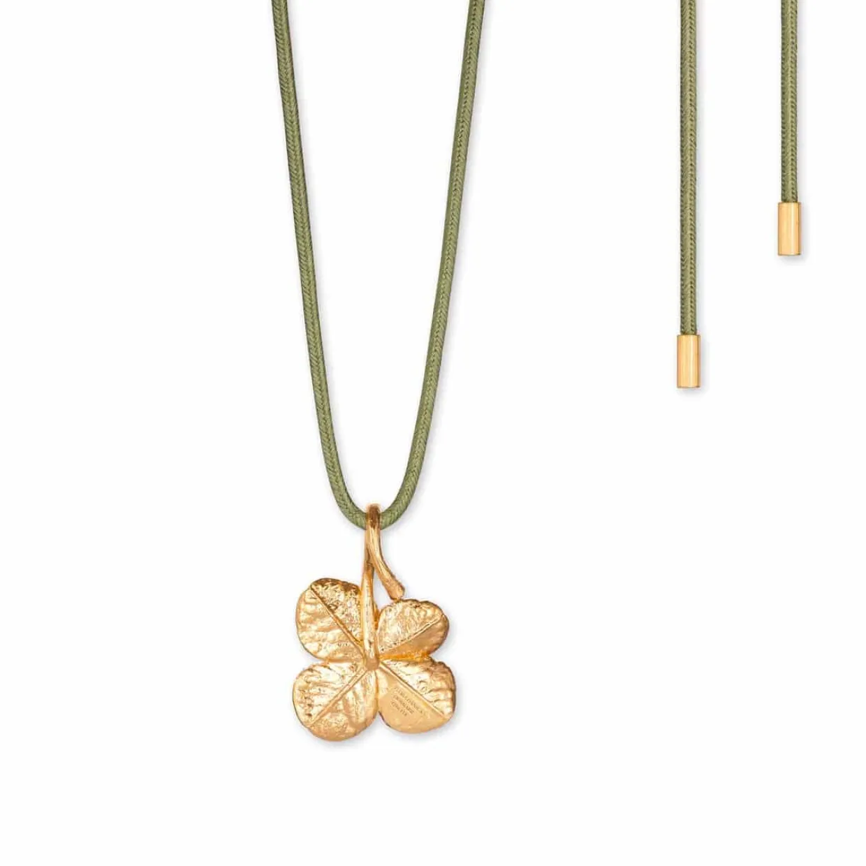 FLORA DANICA FIRKLØVER HALSKÆDE FORGYLDT SØLV - FLC-SILKNE-G