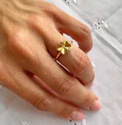 FLORA DANICA FIRKLØVER RING 18 KARAT GULD LILLE - FLC-RI-18K-G