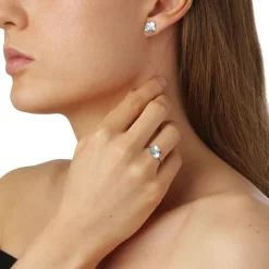 FLORA DANICA FIRKLØVER RING SØLV MED ZIRKON - FLC-Ri-S