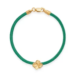 FLORA DANICA FIRKLØVER SILKEARMBÅND MØRKEGRØN 16 CM - FLC-SILK-DARKGREEN-16-G