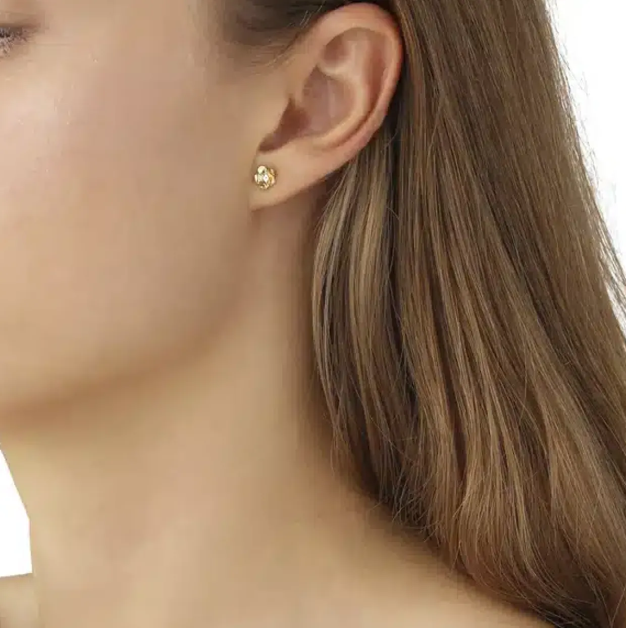 FLORA DANICA FORGLEMMIGEJ SMÅ SØLV FORGYLDT ØRERINGE - FMN-STPC-G