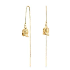 FLORA DANICA ROSE ØREHÆNGERE MED KÆDE I FORGYLDT SØLV - ROS-EACH-G