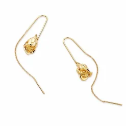 FLORA DANICA ROSE ØREHÆNGERE MED KÆDE I FORGYLDT SØLV - ROS-EACH-G