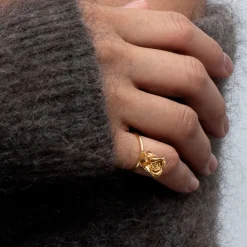 FLORA DANICA ROSE STATEMENT RING I FORGYLDT SØLV - ROS-RI-G