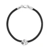 FLORA DANICA SILKE ARMBÅND SORT FIRKLØVER SØLV - FLC-SILK-BLACK-18-S