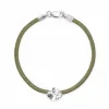 FLORA DANICA SILKE ARMBÅND OLIVEN FIRKLØVER SØLV - FLC-SILK-OLIVE-16-S