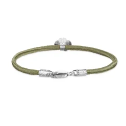 FLORA DANICA SILKE ARMBÅND OLIVEN FIRKLØVER SØLV - FLC-SILK-OLIVE-16-S