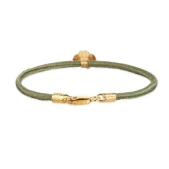 FLORA DANICA SILKE ARMBÅND OLIVEN FIRKLØVER FORGYLDT SØLV - FLC-SILK-OLIVE-16-G