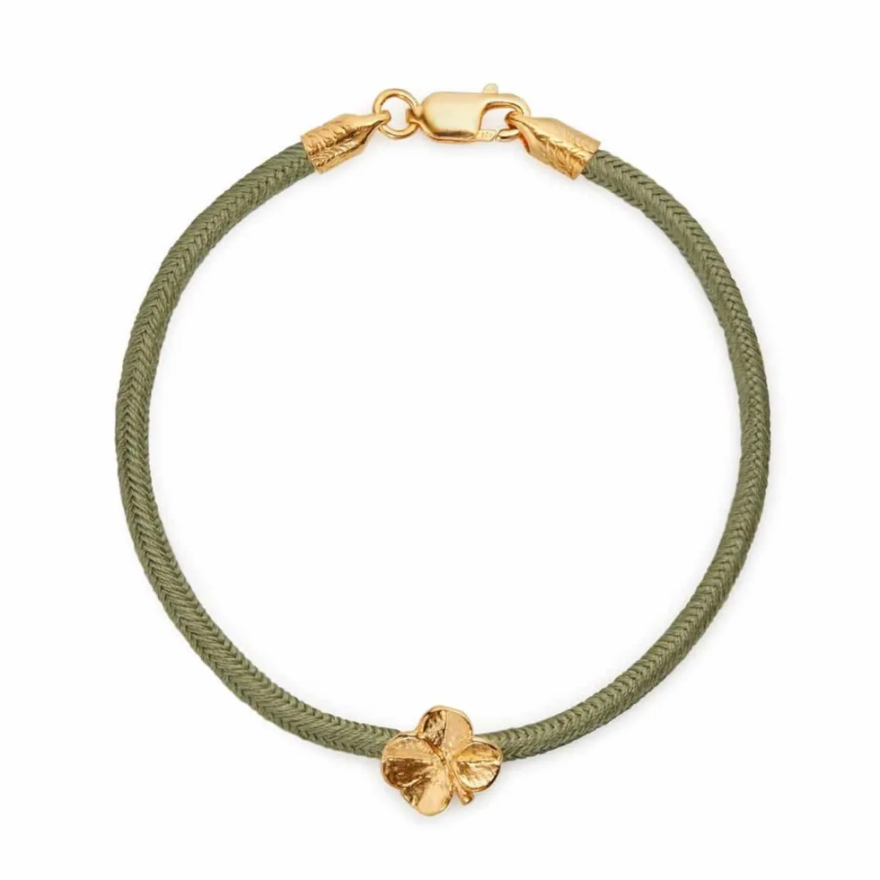 FLORA DANICA SILKE ARMBÅND OLIVEN FIRKLØVER FORGYLDT SØLV - FLC-SILK-OLIVE-16-G