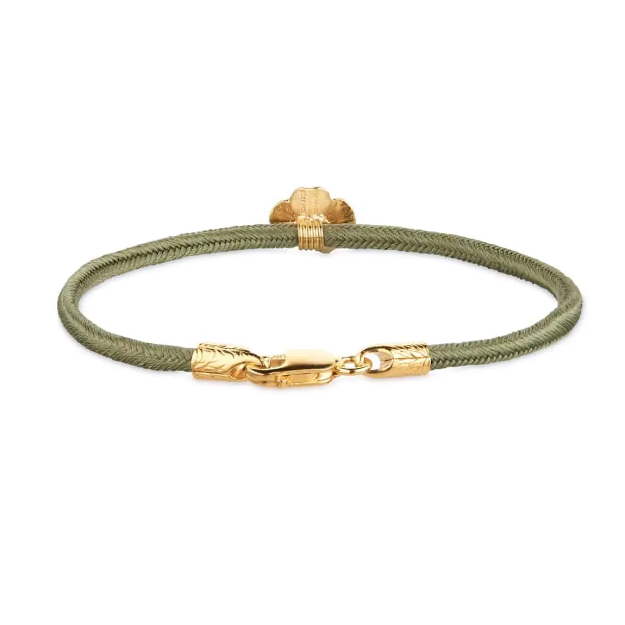 FLORA DANICA SILKE ARMBÅND OLIVEN FIRKLØVER FORGYLDT SØLV - FLC-SILK-OLIVE-18-G