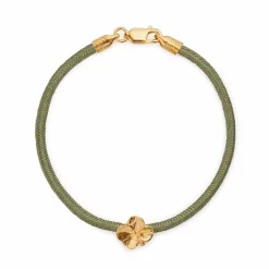 FLORA DANICA SILKE ARMBÅND OLIVEN FIRKLØVER FORGYLDT SØLV - FLC-SILK-OLIVE-18-G