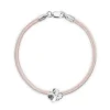 FLORA DANICA SILKE ARMBÅND ROSA FIRKLØVER SØLV - FLC-SILK-ROSE-18-S