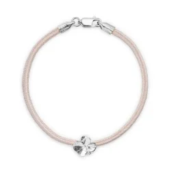 FLORA DANICA SILKE ARMBÅND ROSA FIRKLØVER SØLV - FLC-SILK-ROSE-18-S