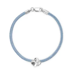 FLORA DANICA SILKE ARMBÅND BLÅT FIRKLØVER SØLV - FLC-SILK-BLUE-18-S