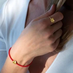 FLORA DANICA SILKE ARMBÅND FIRKLØVER ROSA FORGYLDT SØLV - FLC-SILK-ROSE-16-G