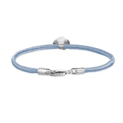 FLORA DANICA SILKE ARMBÅND BLÅT FIRKLØVER SØLV - FLC-SILK-BLUE-16-S