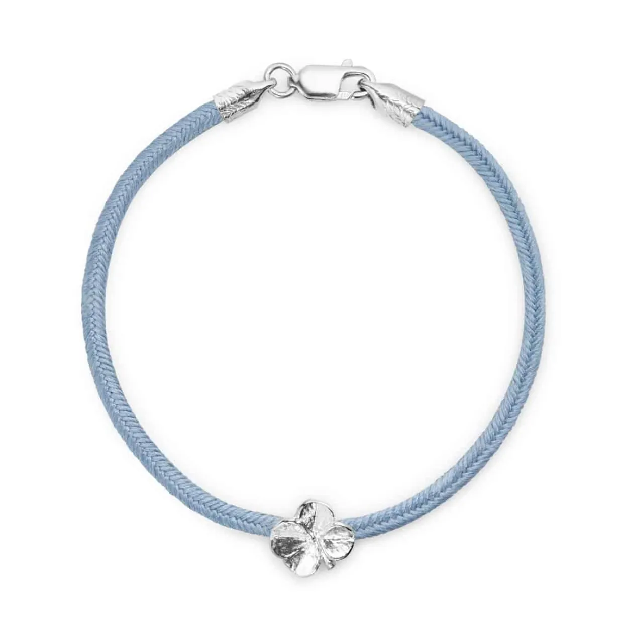 FLORA DANICA SILKE ARMBÅND BLÅT FIRKLØVER SØLV - FLC-SILK-BLUE-16-S