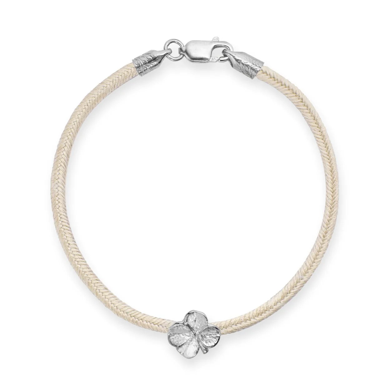 FLORA DANICA SILKE ARMBÅND CHAMPAGNE MED FIRKLØVER 16,5 CM - FLC-SILK-CHAMPAGNE-16-S