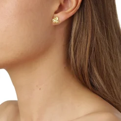 FLORA DANICA SØLV FORGYLDT ØRERINGE MED FIRKLØVER- FLC-StPc-G