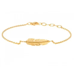 HEIRING ARMBÅND MED FJER I FORGYLDT SØLV - 51-5-87FG