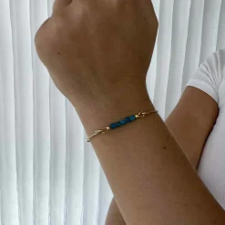 HEIRING BLÅ APATITE TOP TIL MULTI ARMRING I FORGYLDT SØLV - 53-4-91FG