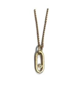 HEIRING ELIPSE VEDHÆNG I 14 KARAT GULD MED BRILLANT 0,02 CARAT - 79-6-05