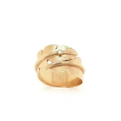 HEIRING FEATHER RING SØLVFORGYLDT M MED BRILLIANT - 51-5-96BR-FG
