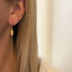 HEIRING FJER CREOL ØRERINGE MED KÆDE I SØLV - 51-6-13RH