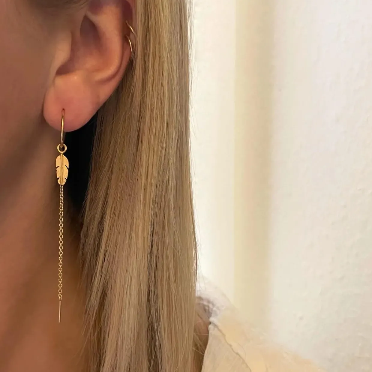 HEIRING FJER CREOL ØRERINGE MED KÆDE I SØLV - 51-6-13RH