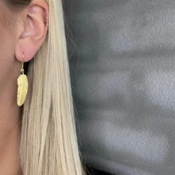 HEIRING FJER MELLEM ØREHÆNGER I FORGYLDT SØLV - 51-5-98ØH/FG