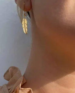 HEIRING FJER ØREHÆNGER MED KROG LILLE I RHODINERET SØLV - 51-5-97ØH/RH