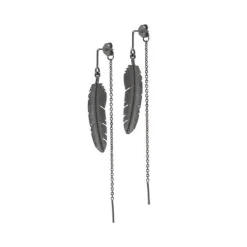HEIRING FJER ØRERINGE SØLV OXYDERET MED KÆDER - 51-5-98ØH/KÆ/OX