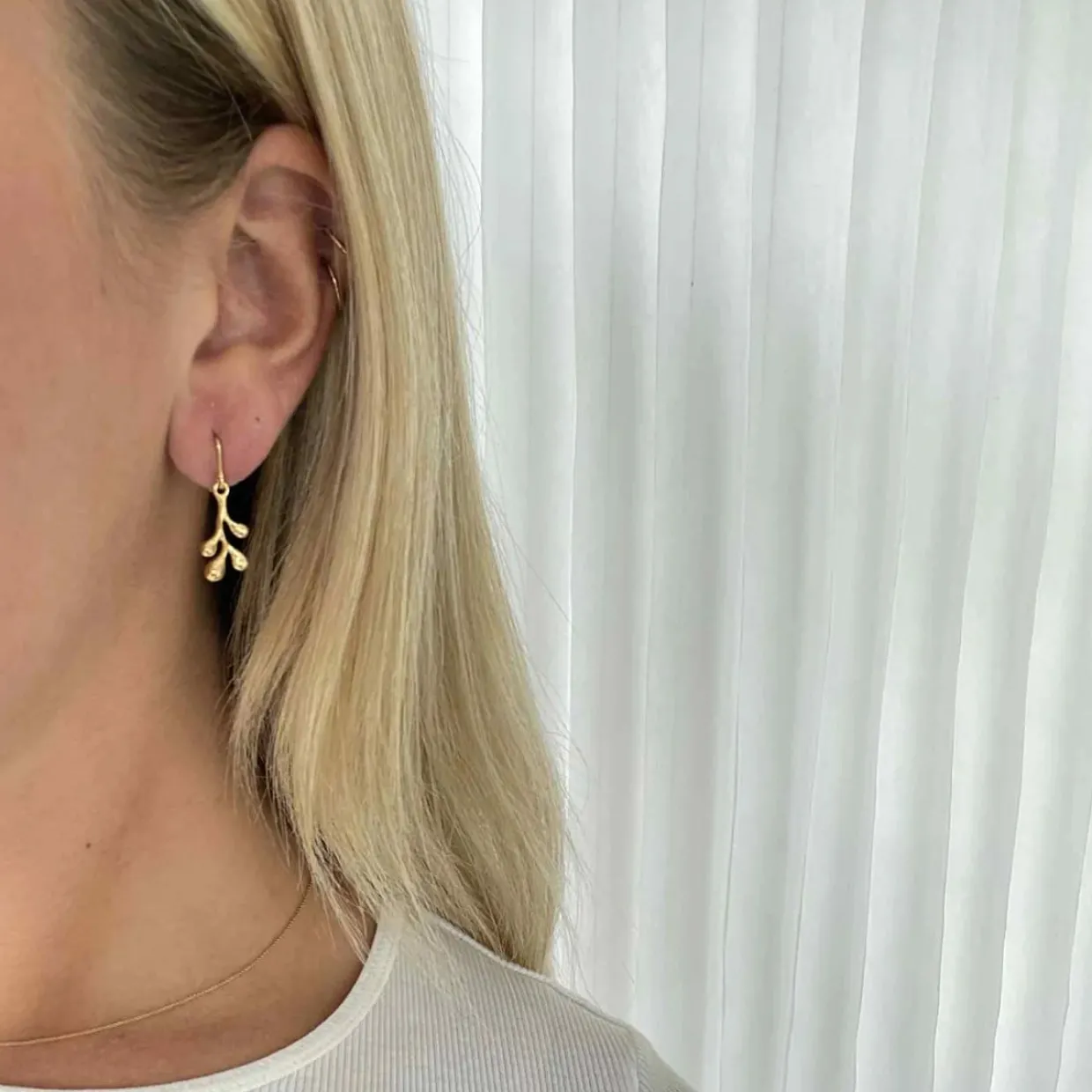 HEIRING FLOREA ØREHÆNGERE I FORGYLDT SØLV - 53-6-67FG