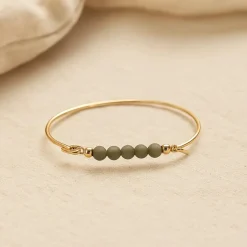 HEIRING GRØN ALASHAN AGAT TOP TIL MULTI ARMRING I FORGYLDT SØLV - 53-4-89FG