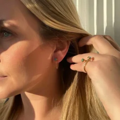 HEIRING HORIZON ØRERINGE I FORGYLDT SØLV MED BLÅ OPAL - 53-6-37FG-6