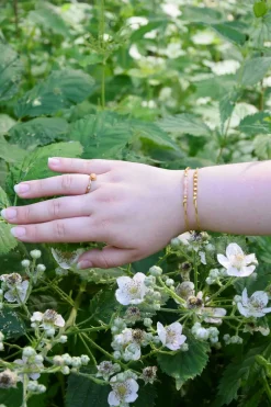 HEIRING MULTI SØLV FORGYLDT BANGLE ARMBÅND PEACH MOONSTONE - 53-4-04FG