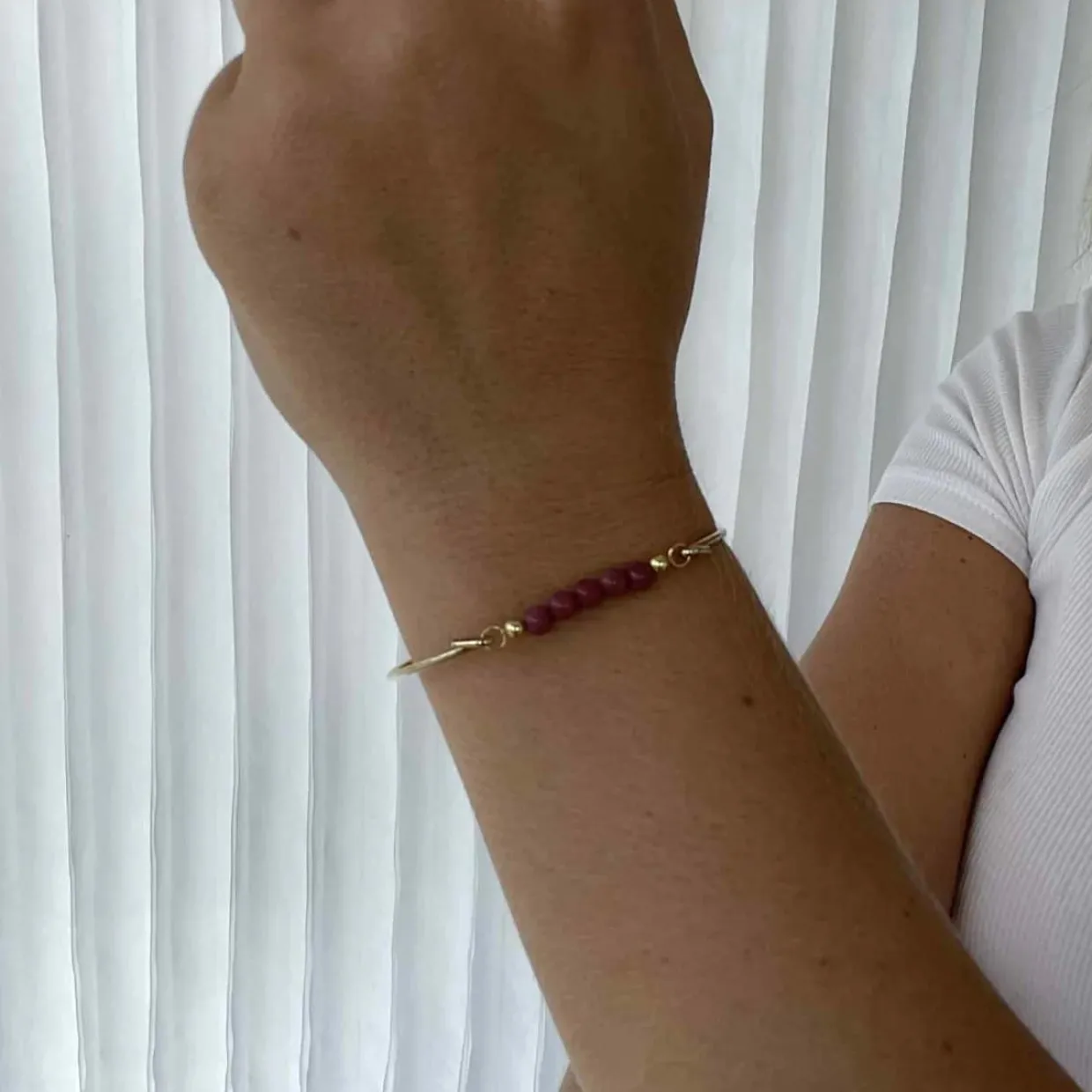 HEIRING PINK RHODONIT TOP TIL MULTI ARMRING I FORGYLDT SØLV - 53-4-92FG