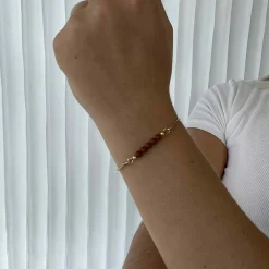 HEIRING RØD JASPER TOP TIL MULTI ARMRING I FORGYLDT SØLV - 53-4-90FG