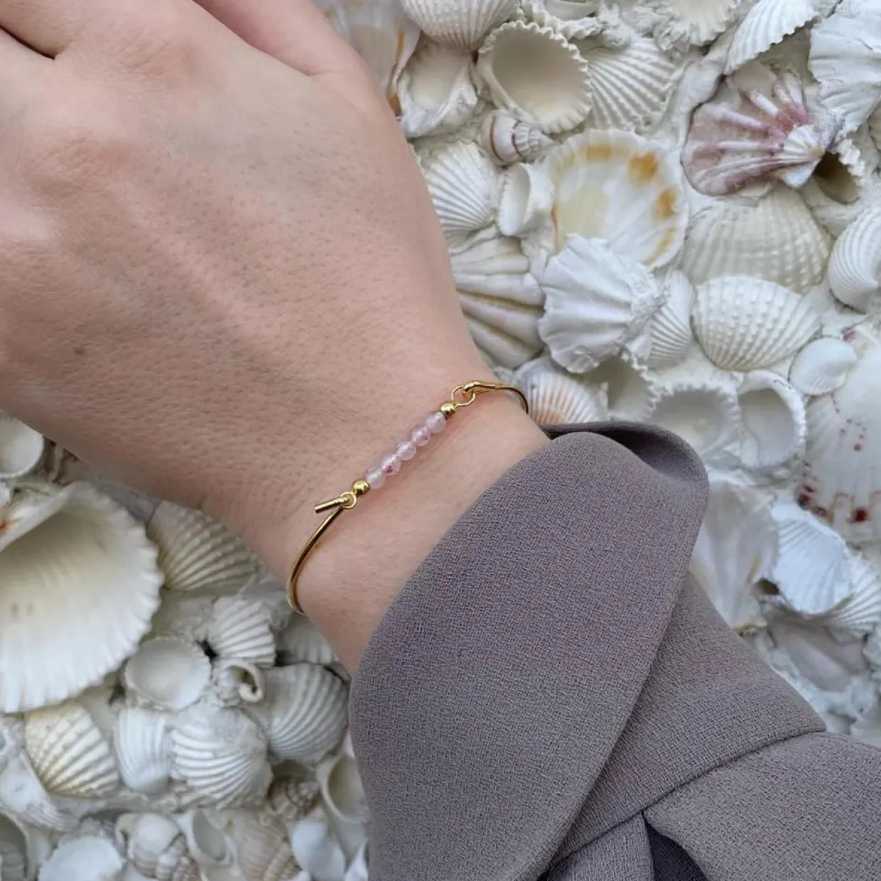 HEIRING RØD QUARTZ TOP TIL MULTI ARMBÅND FORGYLDT SØLV - 53-4-25FG